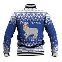 Faroe Islands Christmas Baseball Jacket Coat Of Arms Xmas Patterns - Wonder Print Shop
