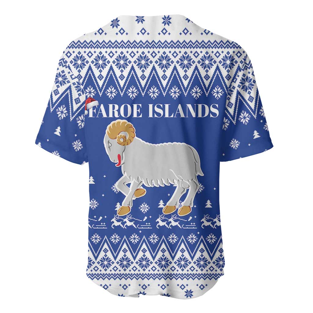 Faroe Islands Christmas Baseball Jersey Coat Of Arms Xmas Patterns - Wonder Print Shop