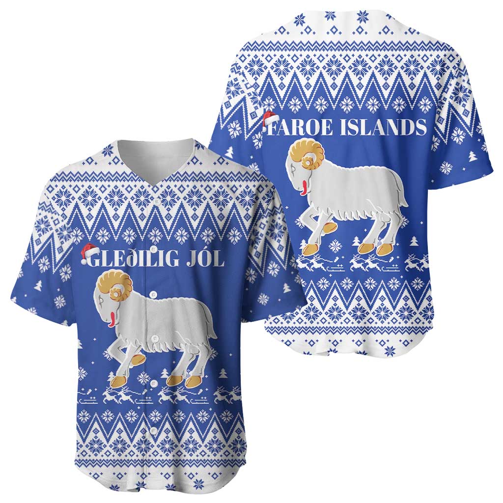 Faroe Islands Christmas Baseball Jersey Coat Of Arms Xmas Patterns - Wonder Print Shop