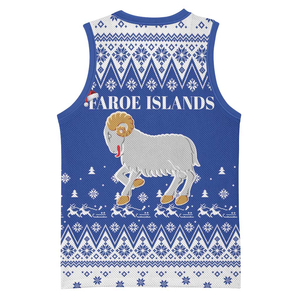 Faroe Islands Christmas Basketball Jersey Coat Of Arms Xmas Patterns - Wonder Print Shop