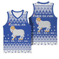 Faroe Islands Christmas Basketball Jersey Coat Of Arms Xmas Patterns - Wonder Print Shop