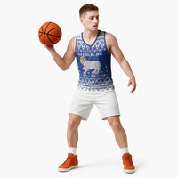 Faroe Islands Christmas Basketball Jersey Coat Of Arms Xmas Patterns - Wonder Print Shop
