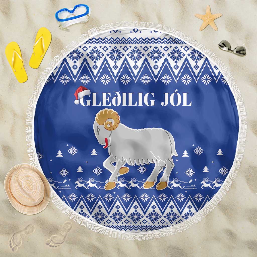 Faroe Islands Christmas Beach Blanket Coat Of Arms Xmas Patterns - Wonder Print Shop