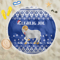 Faroe Islands Christmas Beach Blanket Coat Of Arms Xmas Patterns - Wonder Print Shop