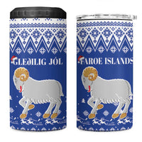 Faroe Islands Christmas 4 in 1 Can Cooler Tumbler Coat Of Arms Xmas Patterns - Wonder Print Shop