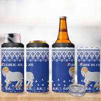 Faroe Islands Christmas 4 in 1 Can Cooler Tumbler Coat Of Arms Xmas Patterns - Wonder Print Shop