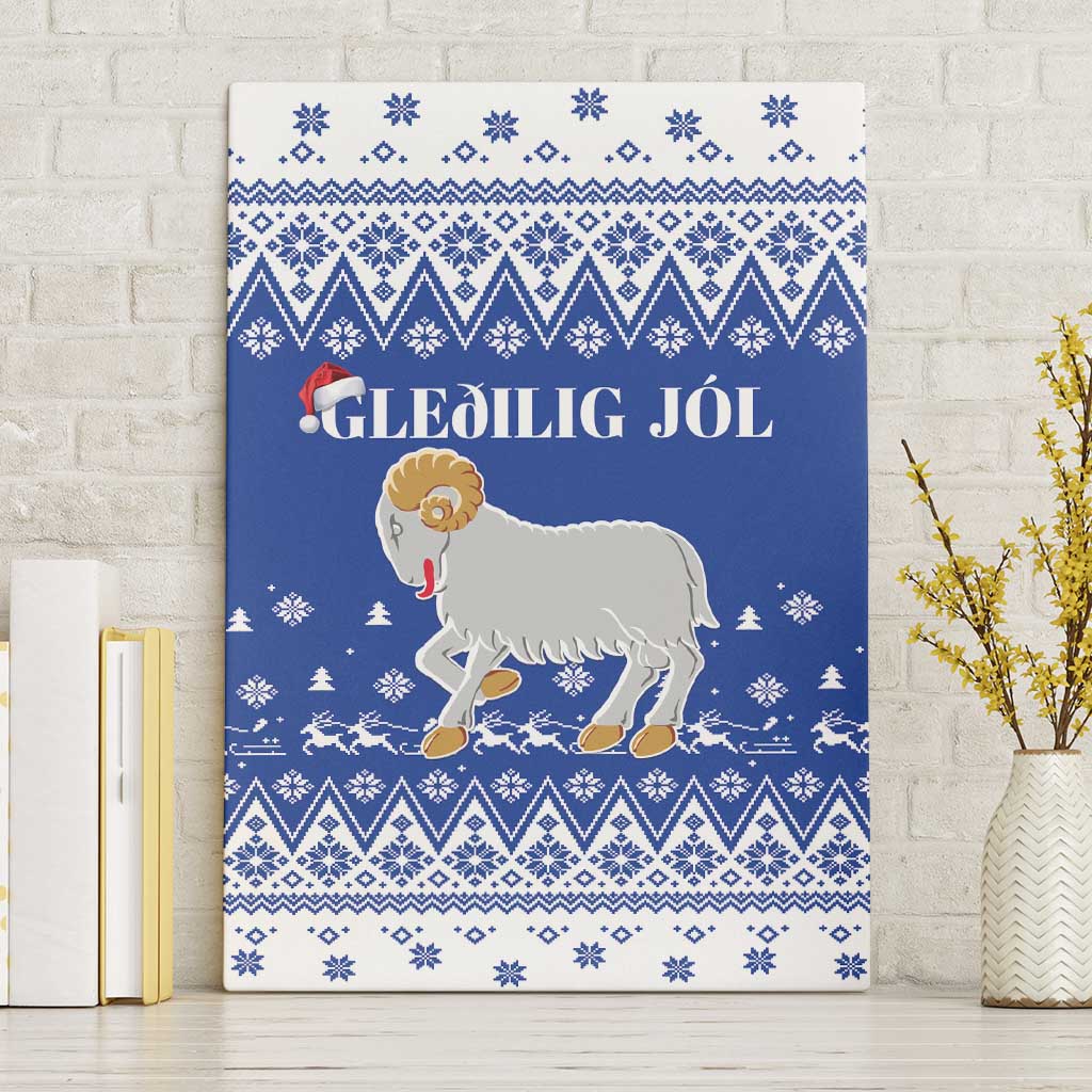 Faroe Islands Christmas Canvas Wall Art Coat Of Arms Xmas Patterns - Wonder Print Shop