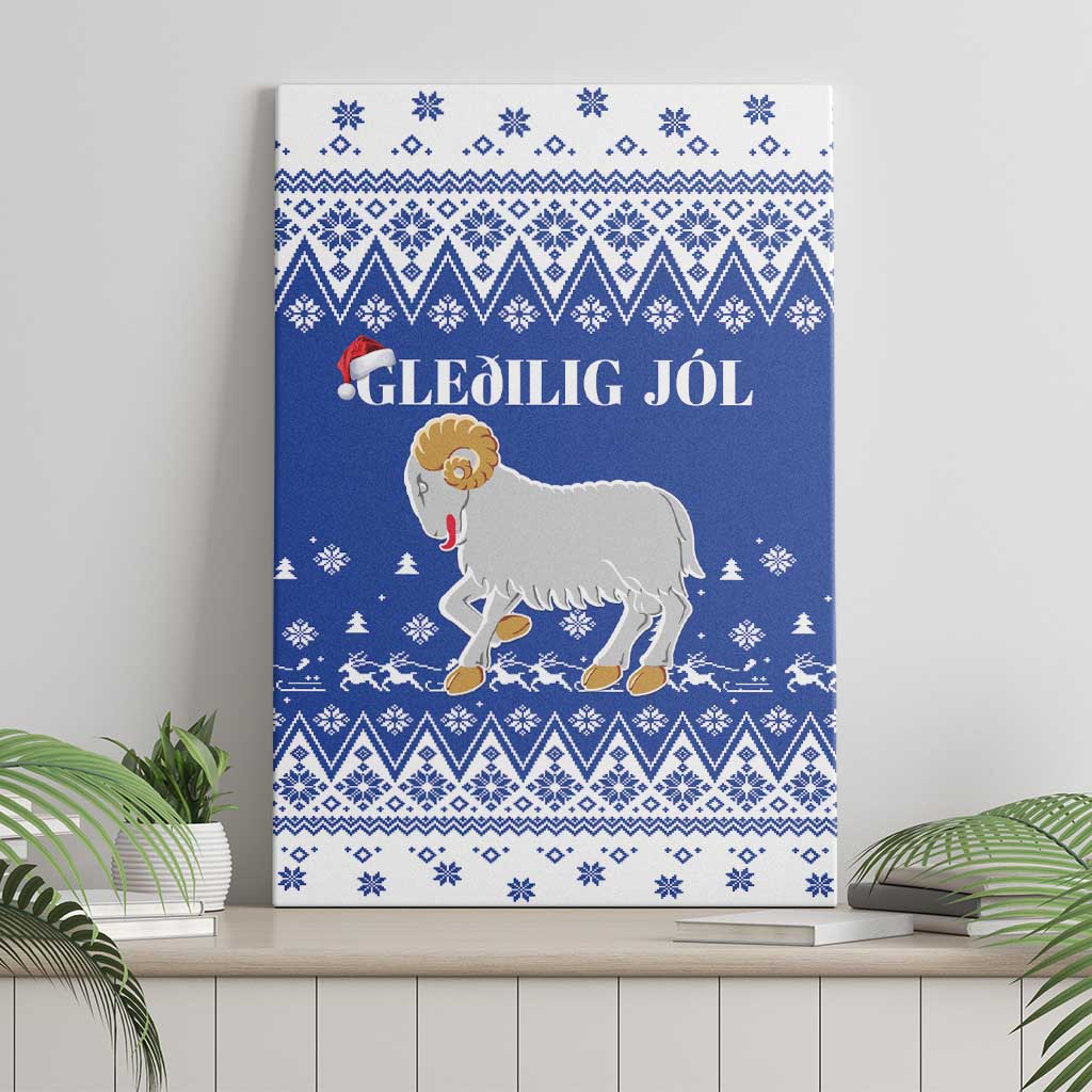 Faroe Islands Christmas Canvas Wall Art Coat Of Arms Xmas Patterns - Wonder Print Shop