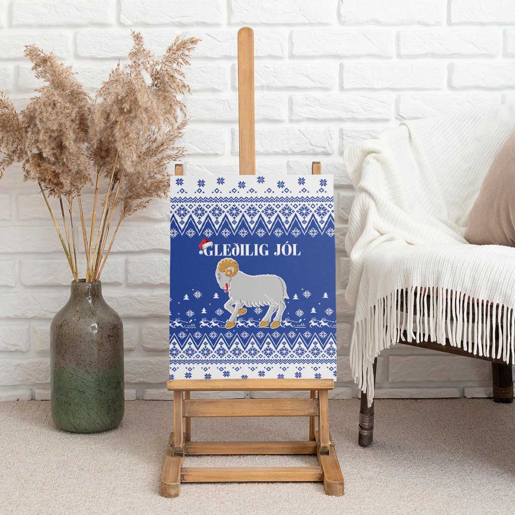 Faroe Islands Christmas Canvas Wall Art Coat Of Arms Xmas Patterns - Wonder Print Shop