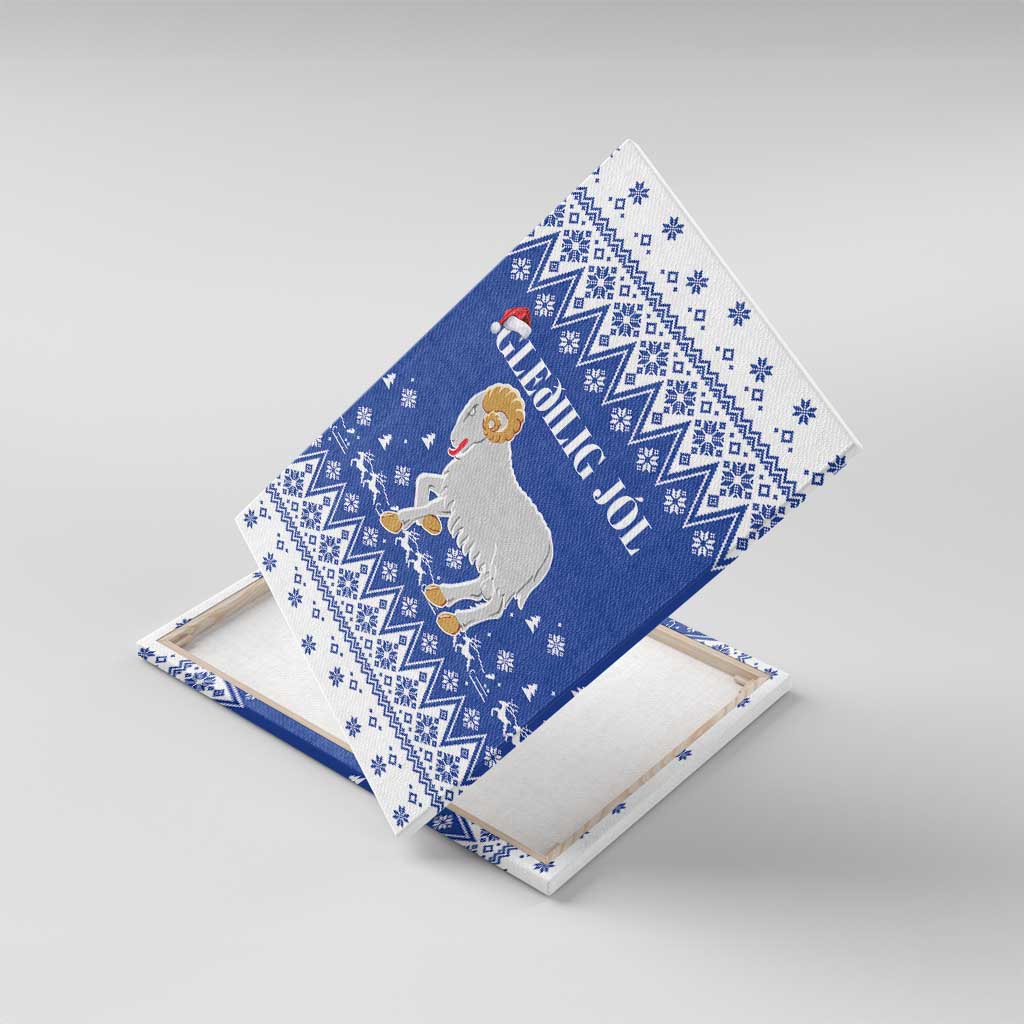 Faroe Islands Christmas Canvas Wall Art Coat Of Arms Xmas Patterns - Wonder Print Shop
