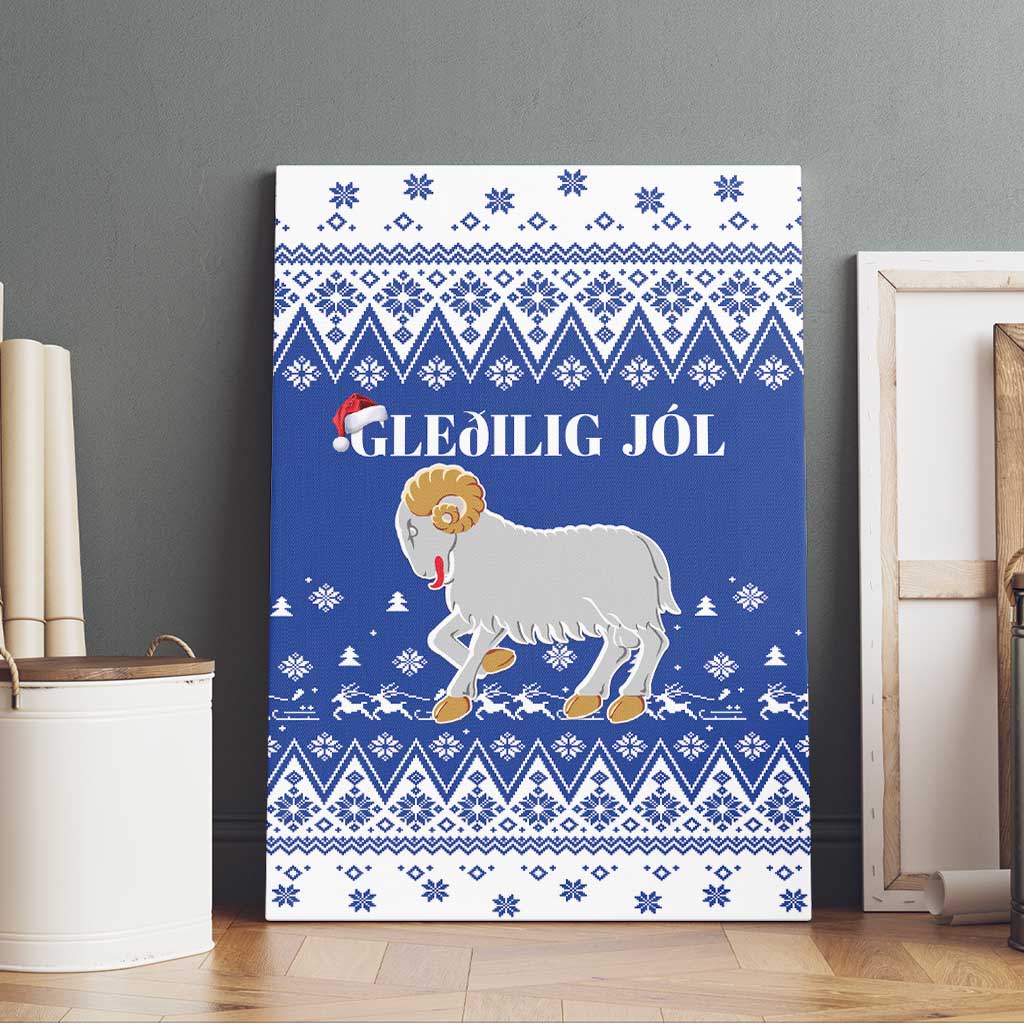 Faroe Islands Christmas Canvas Wall Art Coat Of Arms Xmas Patterns - Wonder Print Shop