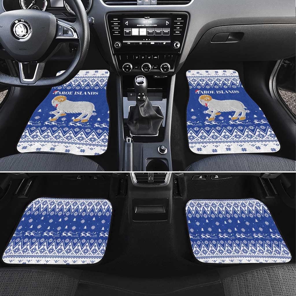Faroe Islands Christmas Car Mats Coat Of Arms Xmas Patterns - Wonder Print Shop
