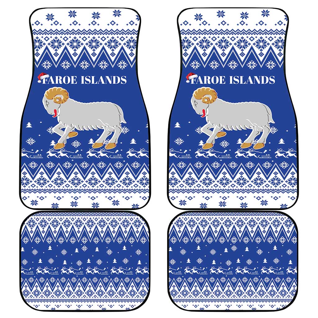 Faroe Islands Christmas Car Mats Coat Of Arms Xmas Patterns - Wonder Print Shop
