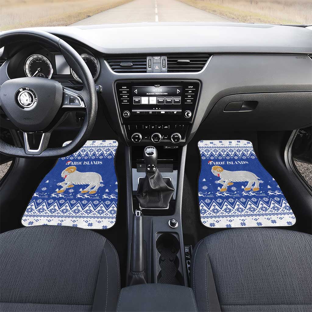 Faroe Islands Christmas Car Mats Coat Of Arms Xmas Patterns - Wonder Print Shop
