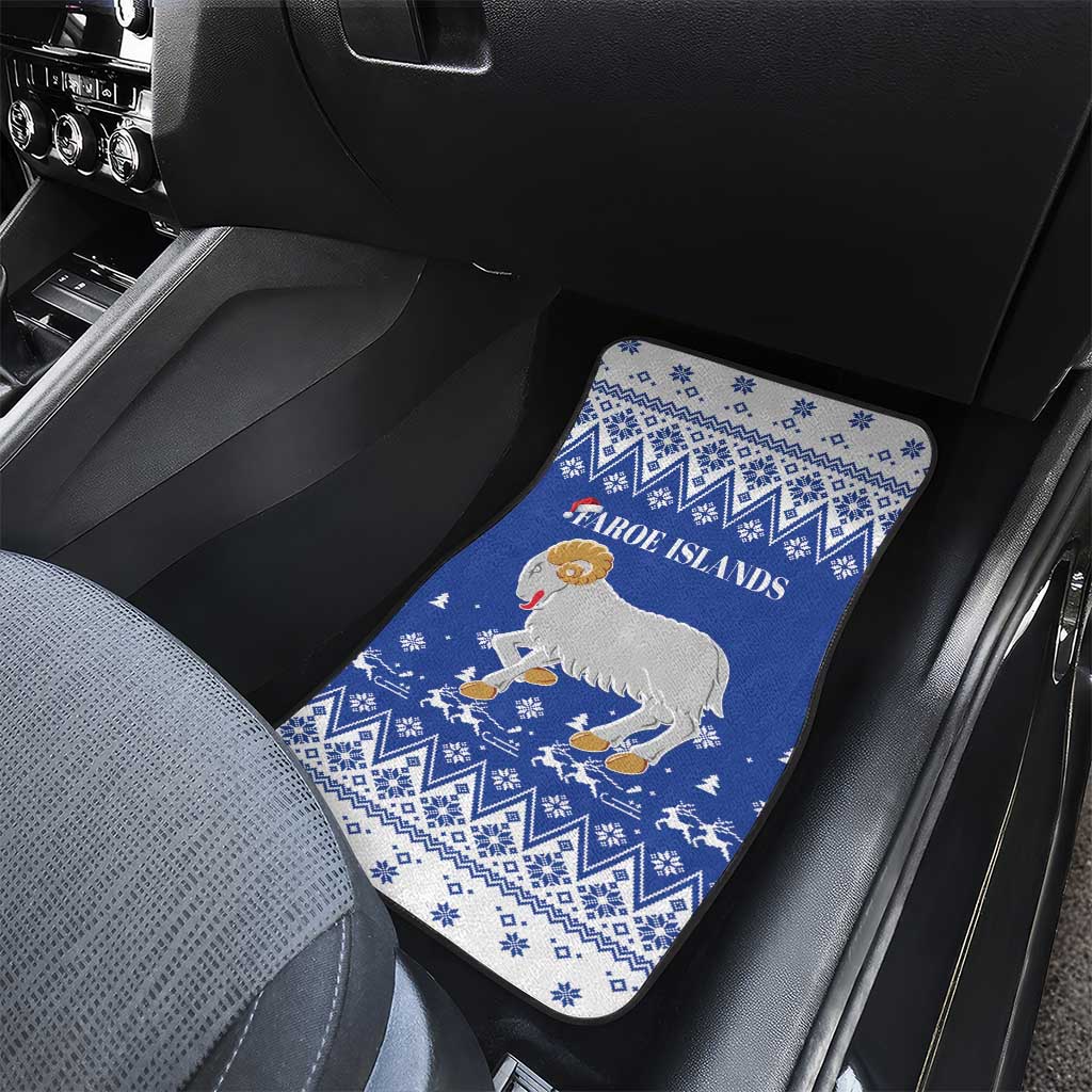 Faroe Islands Christmas Car Mats Coat Of Arms Xmas Patterns - Wonder Print Shop