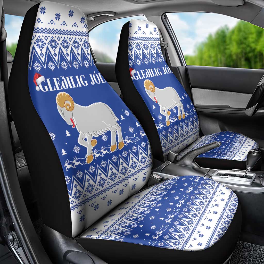 Faroe Islands Christmas Car Seat Cover Coat Of Arms Xmas Patterns - Wonder Print Shop