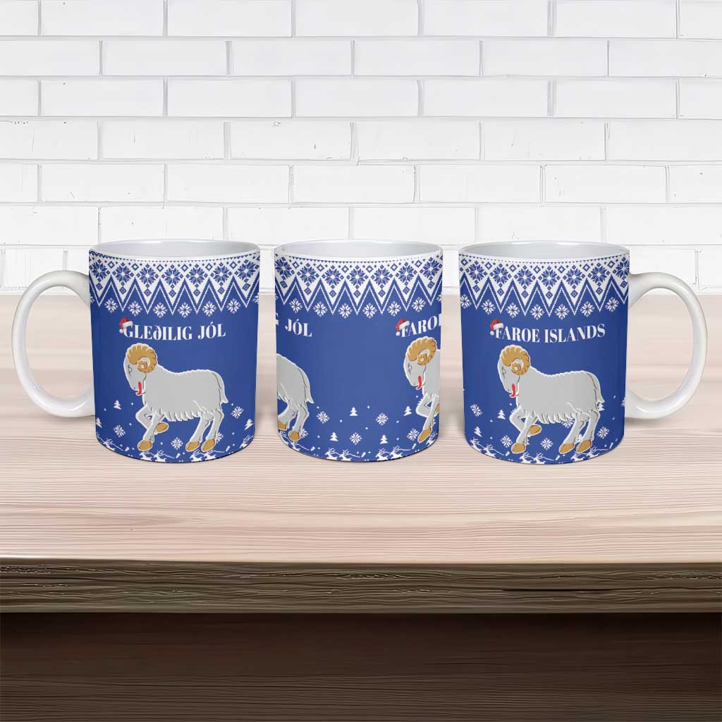 Faroe Islands Christmas Ceramic Mug Coat Of Arms Xmas Patterns - Wonder Print Shop