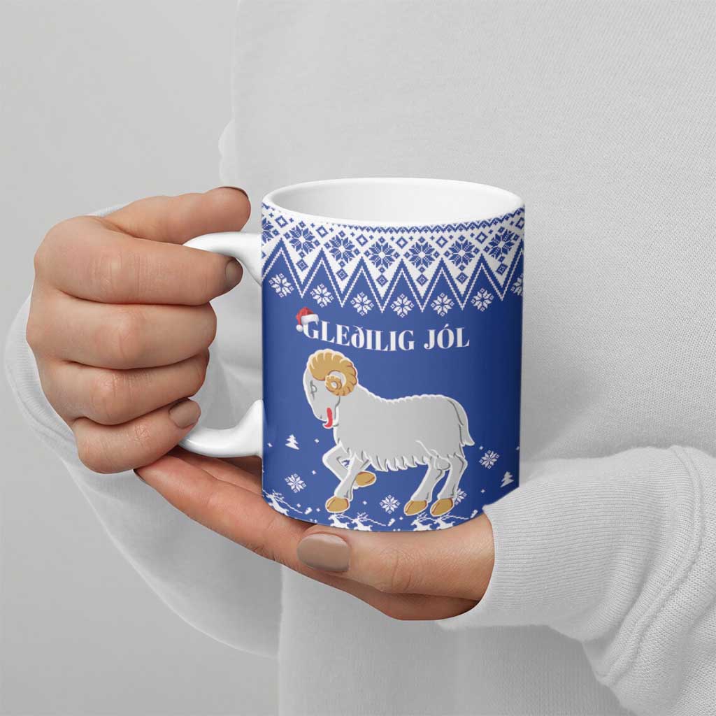 Faroe Islands Christmas Ceramic Mug Coat Of Arms Xmas Patterns - Wonder Print Shop