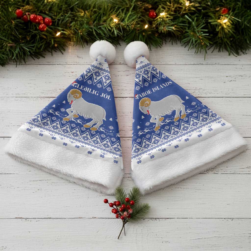 Faroe Islands Christmas Santa Hat Coat Of Arms Xmas Patterns - Wonder Print Shop