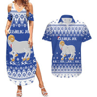 Faroe Islands Christmas Couples Matching Summer Maxi Dress and Hawaiian Shirt Coat Of Arms Xmas Patterns - Wonder Print Shop