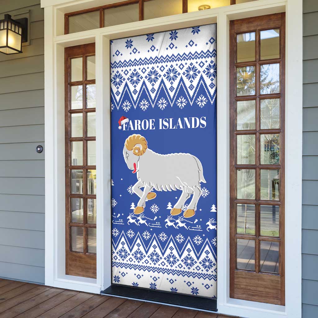 Faroe Islands Christmas Door Cover Coat Of Arms Xmas Patterns - Wonder Print Shop