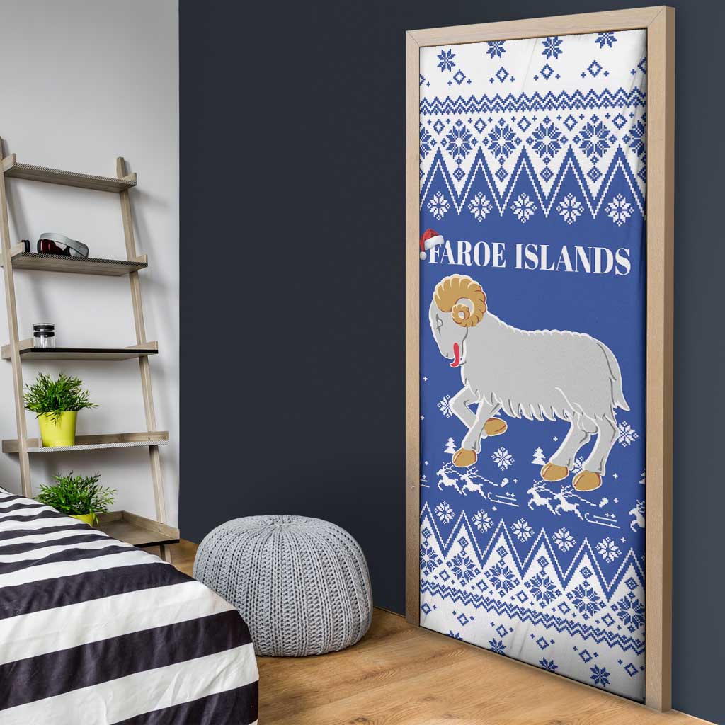 Faroe Islands Christmas Door Cover Coat Of Arms Xmas Patterns - Wonder Print Shop