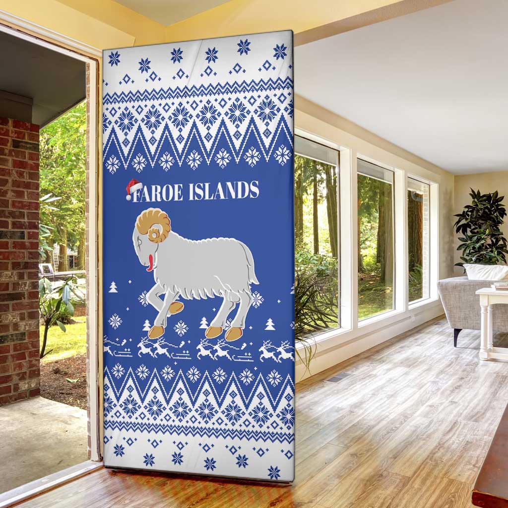 Faroe Islands Christmas Door Cover Coat Of Arms Xmas Patterns - Wonder Print Shop