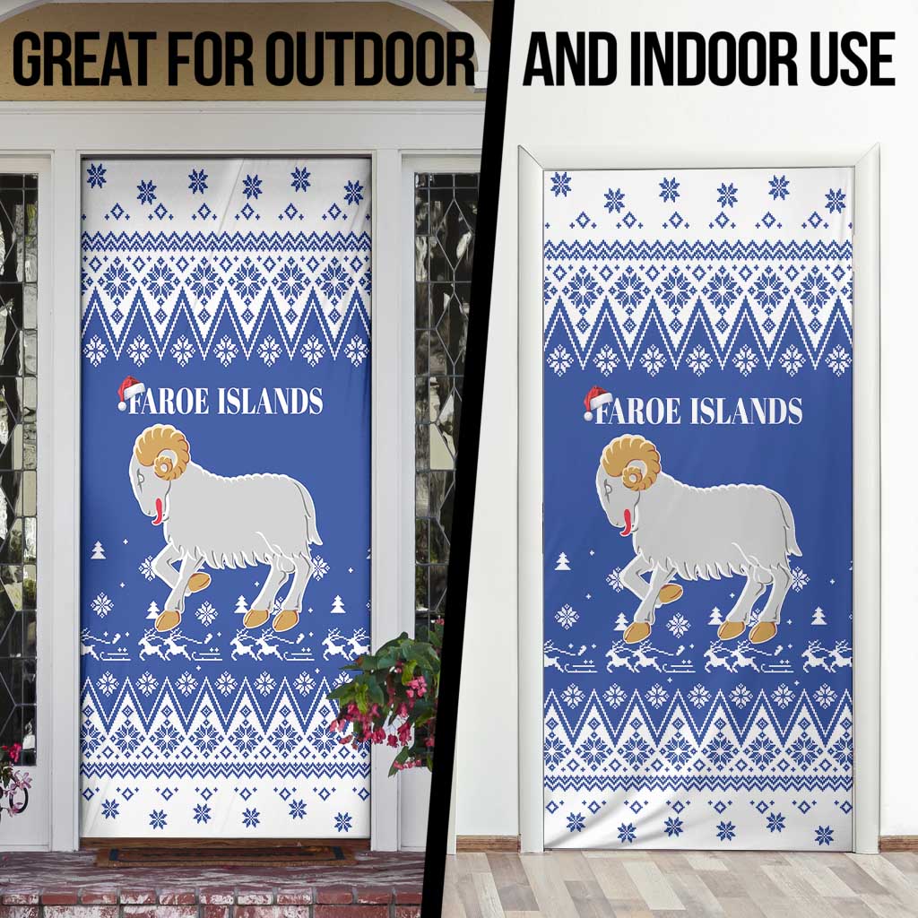 Faroe Islands Christmas Door Cover Coat Of Arms Xmas Patterns - Wonder Print Shop