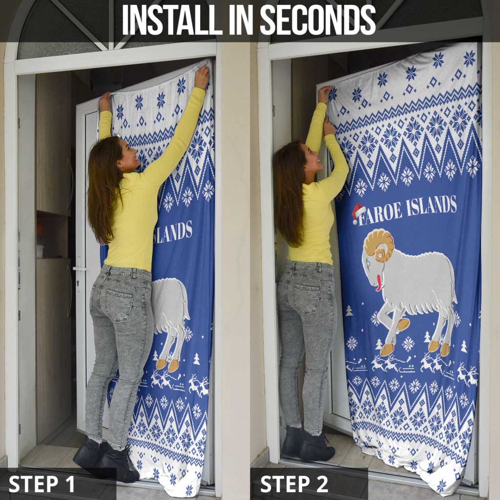 Faroe Islands Christmas Door Cover Coat Of Arms Xmas Patterns - Wonder Print Shop