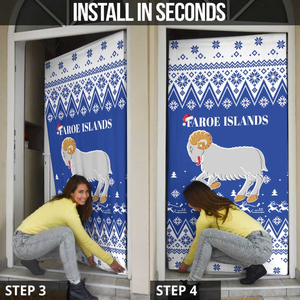 Faroe Islands Christmas Door Cover Coat Of Arms Xmas Patterns - Wonder Print Shop