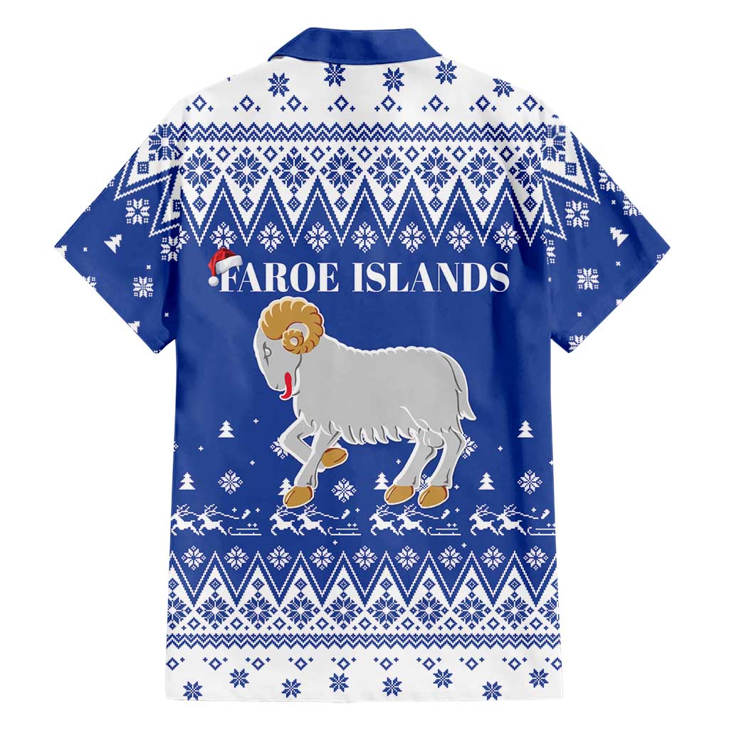 Faroe Islands Christmas Family Matching Long Sleeve Bodycon Dress and Hawaiian Shirt Coat Of Arms Xmas Patterns - Wonder Print Shop