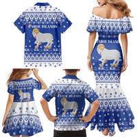 Faroe Islands Christmas Family Matching Mermaid Dress and Hawaiian Shirt Coat Of Arms Xmas Patterns - Wonder Print Shop