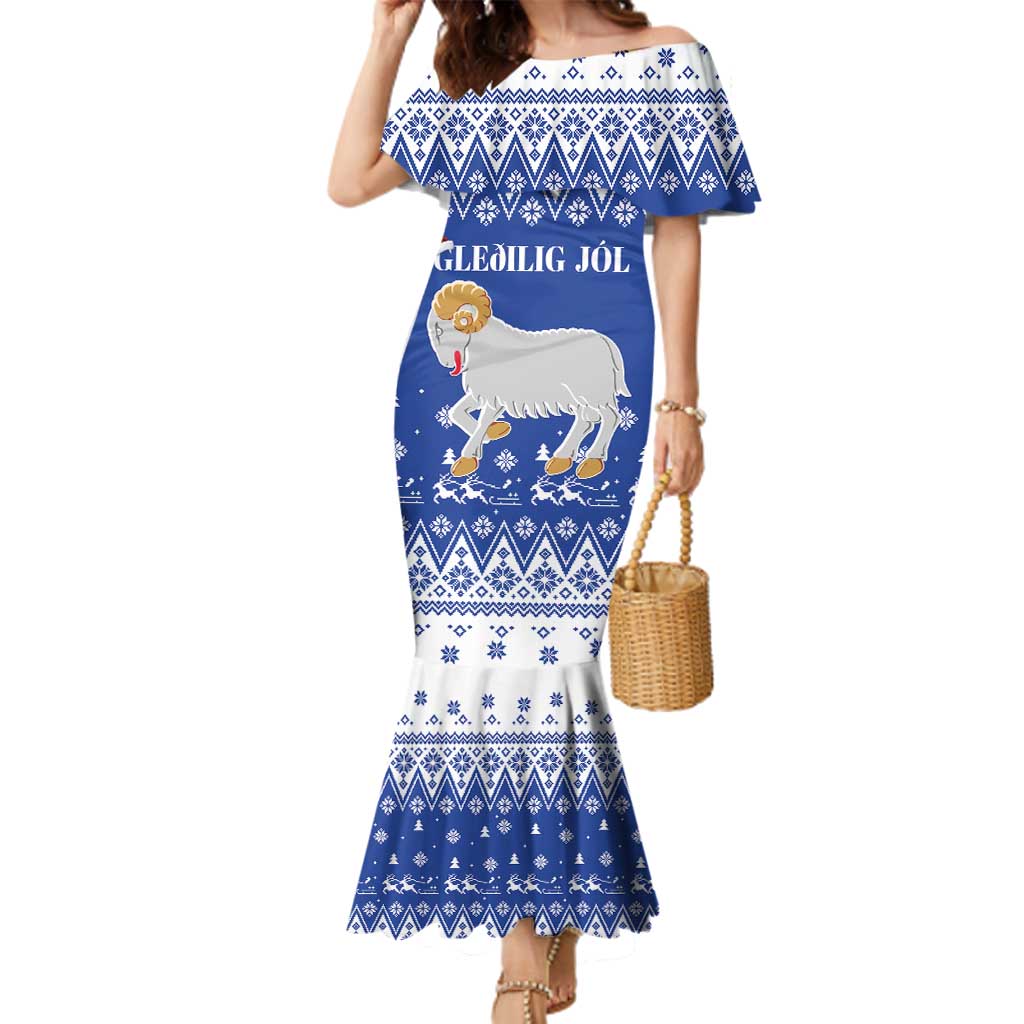 Faroe Islands Christmas Family Matching Mermaid Dress and Hawaiian Shirt Coat Of Arms Xmas Patterns - Wonder Print Shop