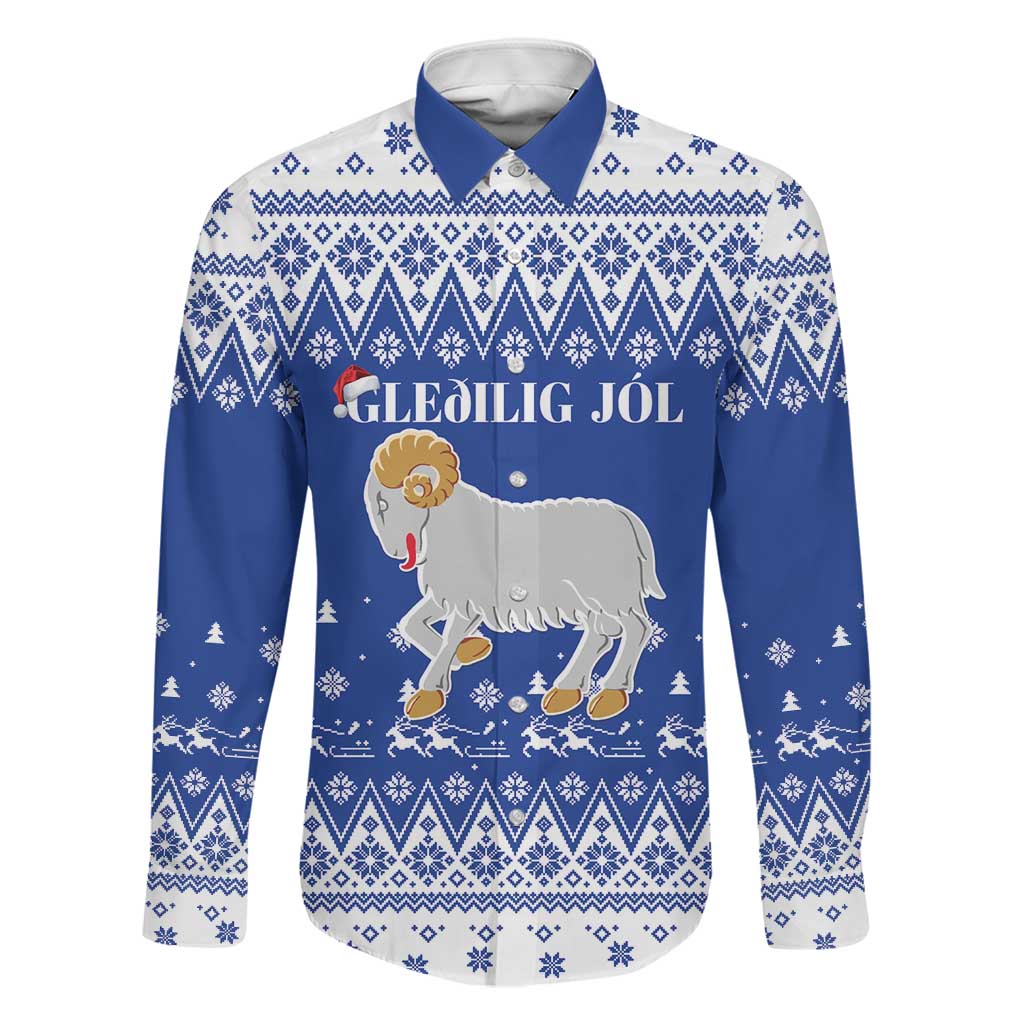 Faroe Islands Christmas Family Matching Off The Shoulder Long Sleeve Dress and Hawaiian Shirt Coat Of Arms Xmas Patterns - Wonder Print Shop