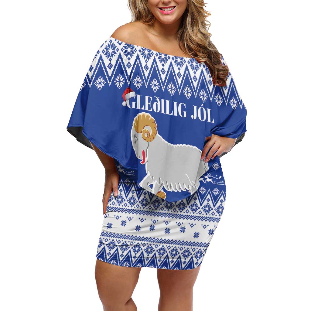 Faroe Islands Christmas Family Matching Off Shoulder Short Dress and Hawaiian Shirt Coat Of Arms Xmas Patterns - Wonder Print Shop