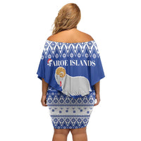 Faroe Islands Christmas Family Matching Off Shoulder Short Dress and Hawaiian Shirt Coat Of Arms Xmas Patterns - Wonder Print Shop