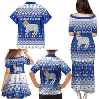 Faroe Islands Christmas Family Matching Puletasi and Hawaiian Shirt Coat Of Arms Xmas Patterns - Wonder Print Shop
