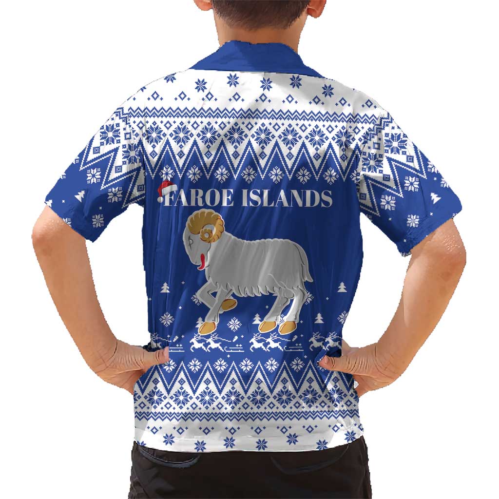 Faroe Islands Christmas Family Matching Summer Maxi Dress and Hawaiian Shirt Coat Of Arms Xmas Patterns - Wonder Print Shop