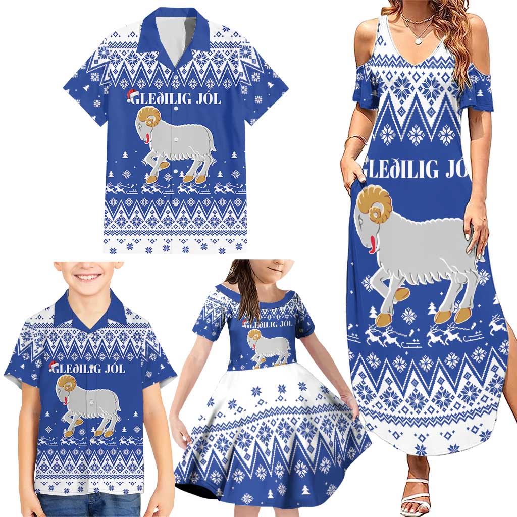 Faroe Islands Christmas Family Matching Summer Maxi Dress and Hawaiian Shirt Coat Of Arms Xmas Patterns - Wonder Print Shop