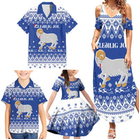 Faroe Islands Christmas Family Matching Summer Maxi Dress and Hawaiian Shirt Coat Of Arms Xmas Patterns - Wonder Print Shop