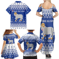 Faroe Islands Christmas Family Matching Summer Maxi Dress and Hawaiian Shirt Coat Of Arms Xmas Patterns - Wonder Print Shop