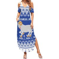 Faroe Islands Christmas Family Matching Summer Maxi Dress and Hawaiian Shirt Coat Of Arms Xmas Patterns - Wonder Print Shop