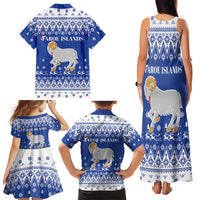 Faroe Islands Christmas Family Matching Tank Maxi Dress and Hawaiian Shirt Coat Of Arms Xmas Patterns - Wonder Print Shop