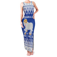 Faroe Islands Christmas Family Matching Tank Maxi Dress and Hawaiian Shirt Coat Of Arms Xmas Patterns - Wonder Print Shop