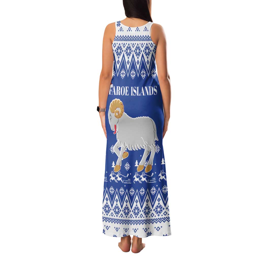 Faroe Islands Christmas Family Matching Tank Maxi Dress and Hawaiian Shirt Coat Of Arms Xmas Patterns - Wonder Print Shop