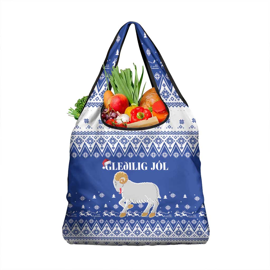Faroe Islands Christmas Grocery Bag Coat Of Arms Xmas Patterns - Wonder Print Shop