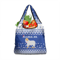 Faroe Islands Christmas Grocery Bag Coat Of Arms Xmas Patterns - Wonder Print Shop