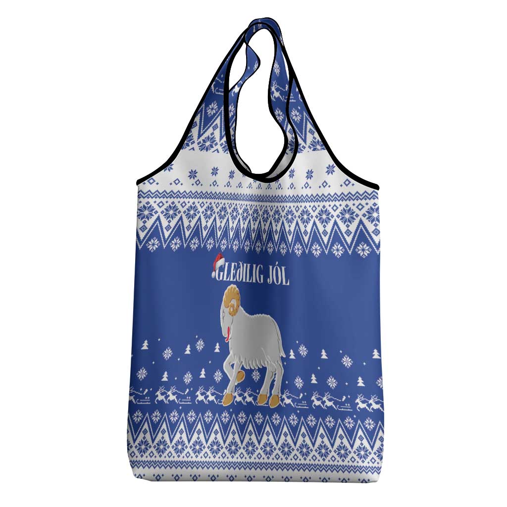 Faroe Islands Christmas Grocery Bag Coat Of Arms Xmas Patterns - Wonder Print Shop