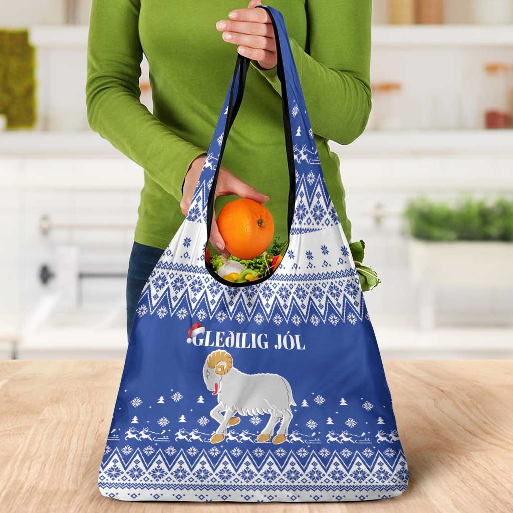 Faroe Islands Christmas Grocery Bag Coat Of Arms Xmas Patterns - Wonder Print Shop