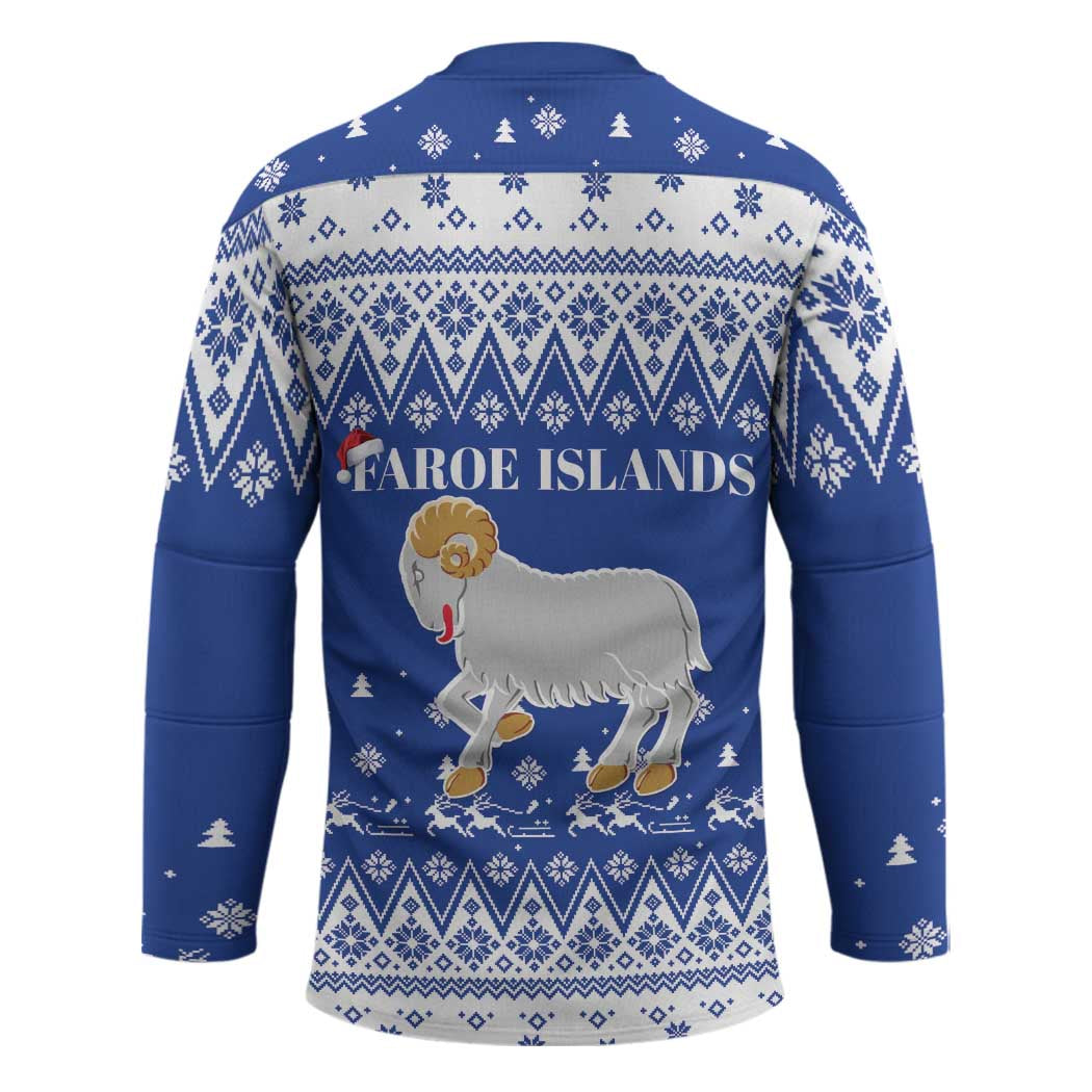 Faroe Islands Christmas Hockey Jersey Coat Of Arms Xmas Patterns - Wonder Print Shop
